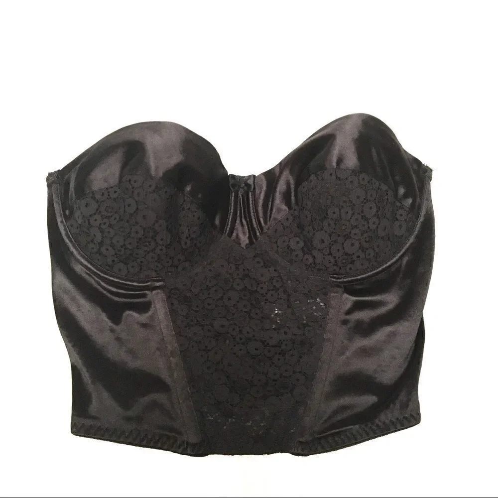 ‎Vintage Cacique satin & lace underwire bustier 36C